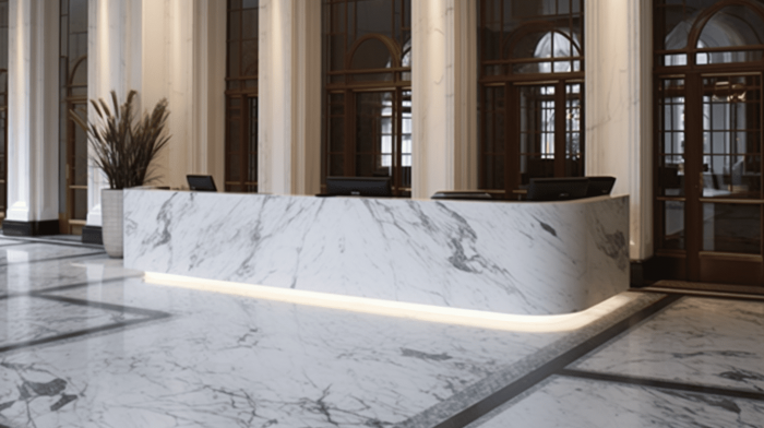Ресепшен из мрамора Bianco Carrara C (Бьянко Каррара С)